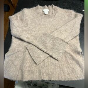 Rachel Zoe Light Beige Turtleneck 2-ply Cashmere Sweater Size L